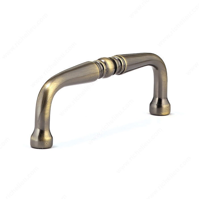Traditional Metal Pull - 1452, Center to Center 3-1/2 in, Finish Antique English, Projection - Overall Dimensions 30 mm