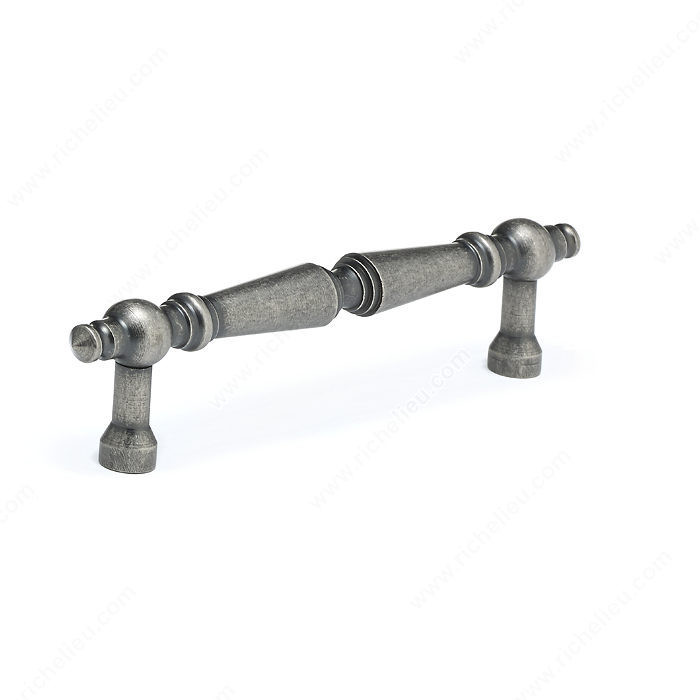Traditional Brass Pull - 1455, Center to Center 96 mm, Finish Pewter, Projection - Overall Dimensions 29 mm