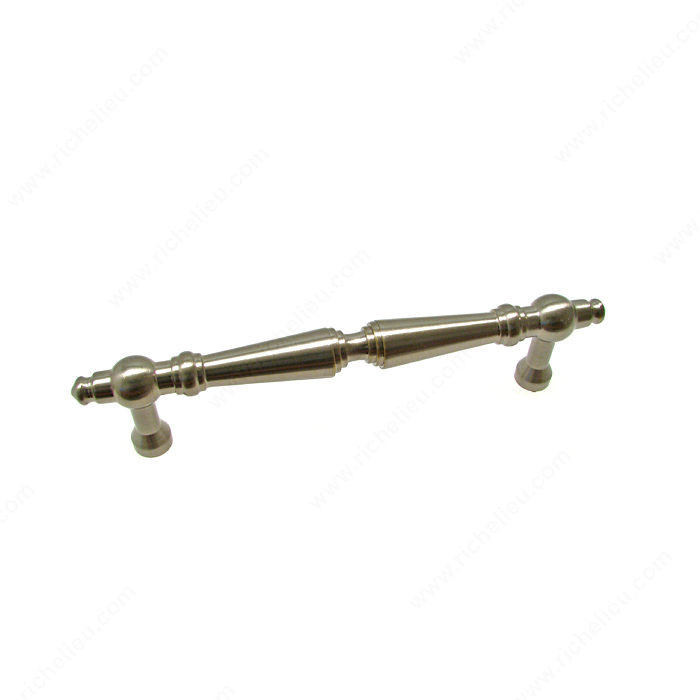 Traditional Brass Pull - 1455, Center to Center 96 mm, Finish Brushed Nickel, Projection - Overall Dimensions 29 mm