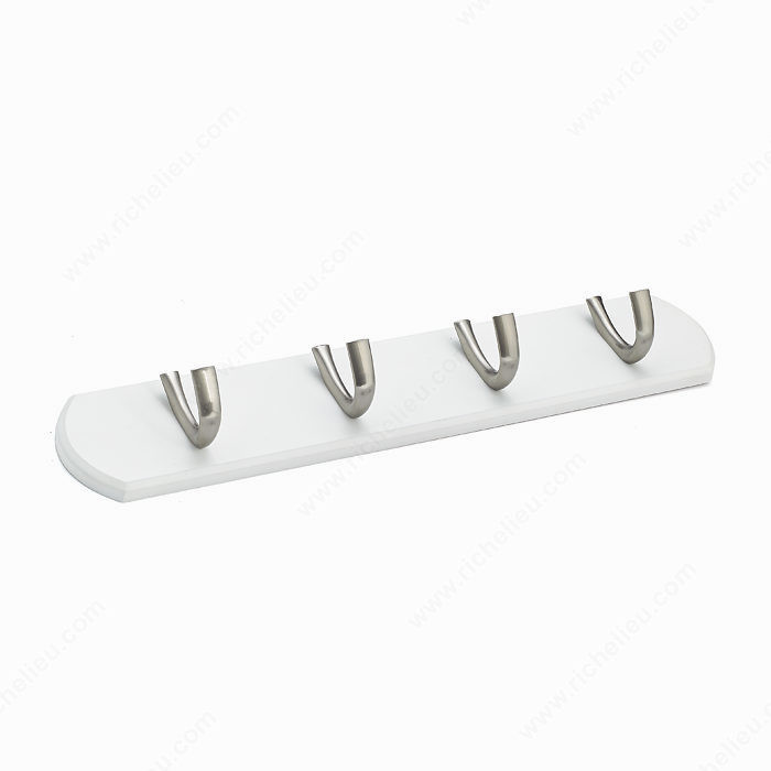 Contemporary Hook Rack - 184, Finish White / Brushed Nickel