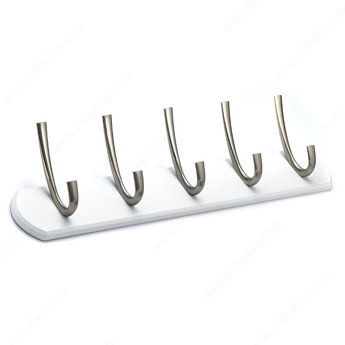 Contemporary Hook Rack - 215, Finish White / Brushed Nickel