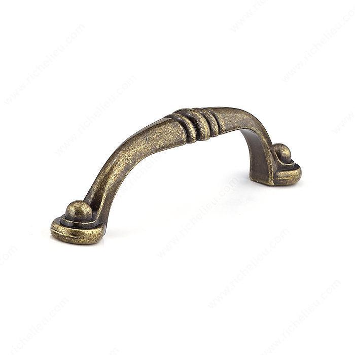Traditional Metal Pull - 2373, Center to Center 96 mm, Finish Burnished Brass, Projection - Overall Dimensions 27 mm PRO-PACK 3