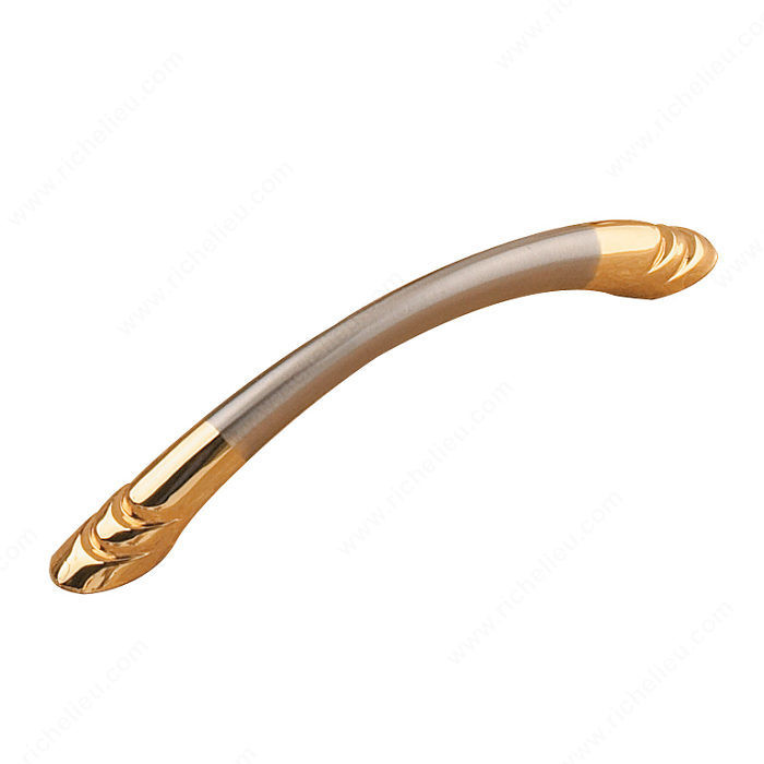 Contemporary Metal Pull - 2569, Finish Brass / Brushed Nickel, Screw/Nail 8/32 (Included)