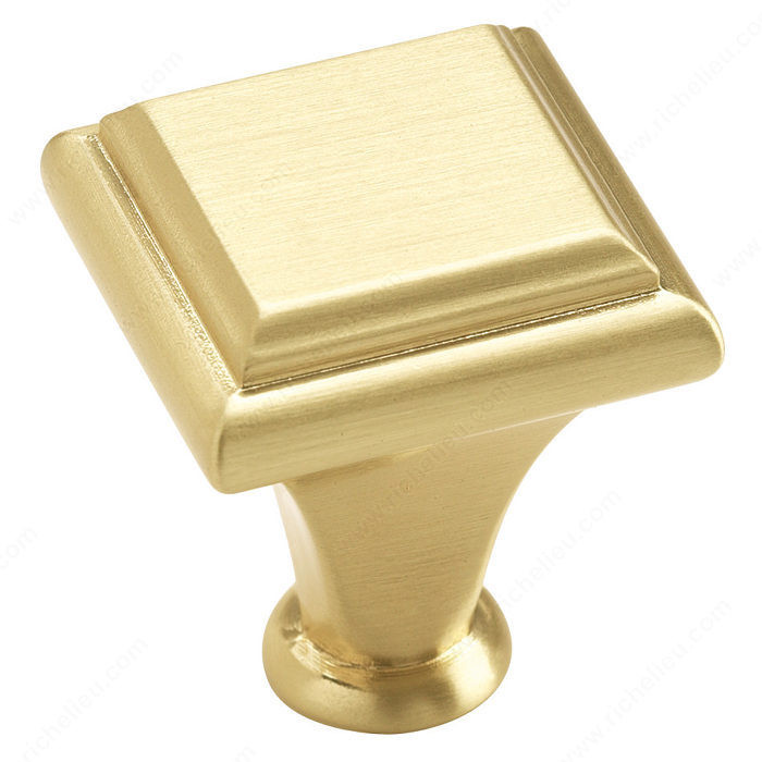 Traditional Zinc Square Knob - 26131, Finish Brushed Brass