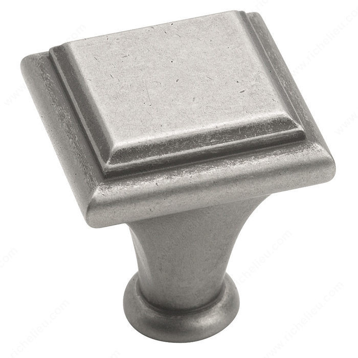 Traditional Zinc Square Knob - 26131, Finish Weathered Nickel