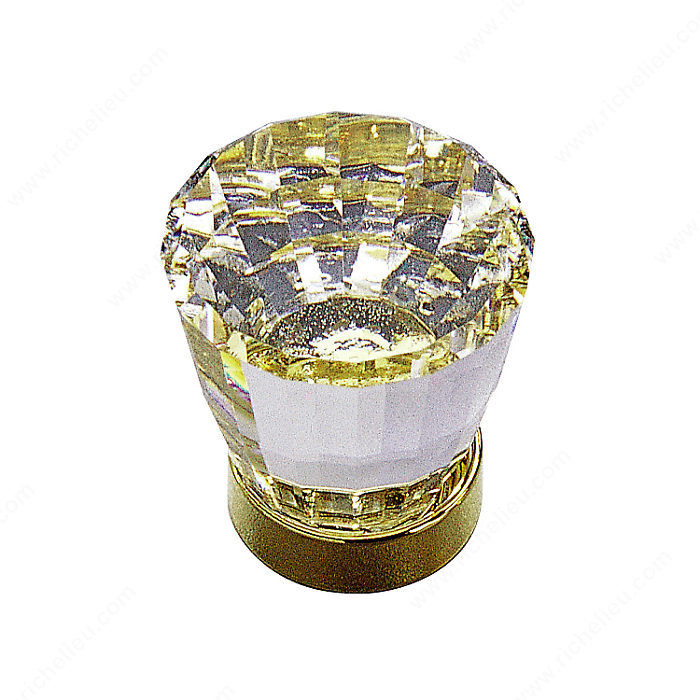 Traditional Metal and Crystal Knob - 276B, Finish Brass / Clear, Material 24K Gold / Swarovski Crystal