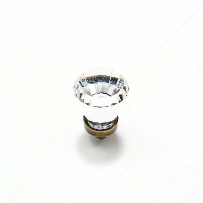 Traditional Metal and Crystal Knob - 276B, Finish Clear / Antique English, Material Metal / Swarovski Crystal