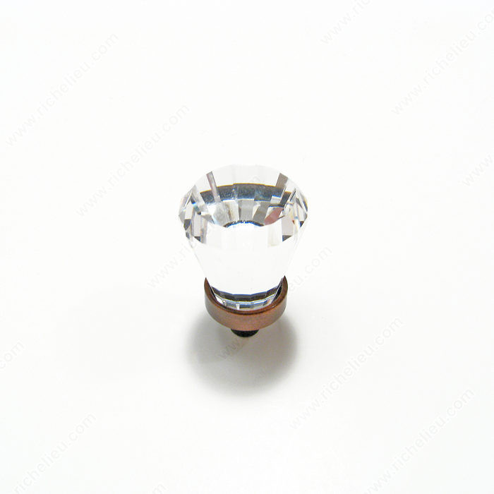 Traditional Metal and Crystal Knob - 276B, Finish Clear / Brushed Oil-Rubbed Bronze, Material Metal / Swarovski Crystal
