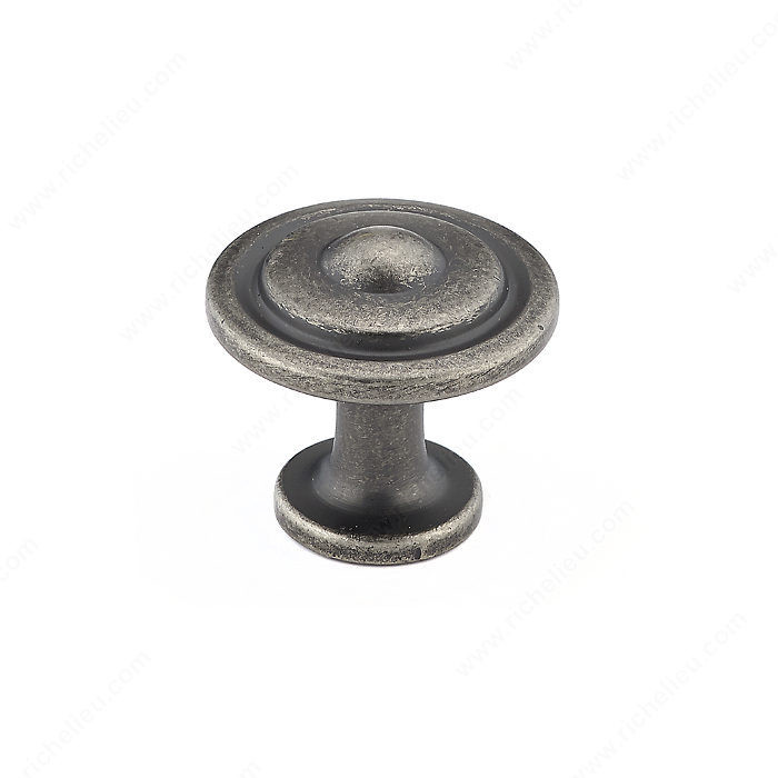 Traditional Metal Knob - 2920, Finish Pewter, Screw/Nail 8/32 (Included) PRO-PACK 3