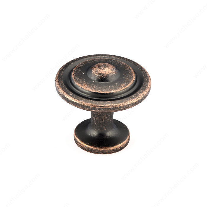 Traditional Metal Knob - 2920, Finish Antique Copper, Screw/Nail 8/32 (Included) PRO-PACK 3