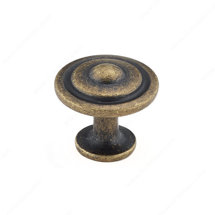Traditional Metal Knob - 2920, Finish Burnished Brass, Screw/Nail 8/32 (Included) PRO-PACK 3