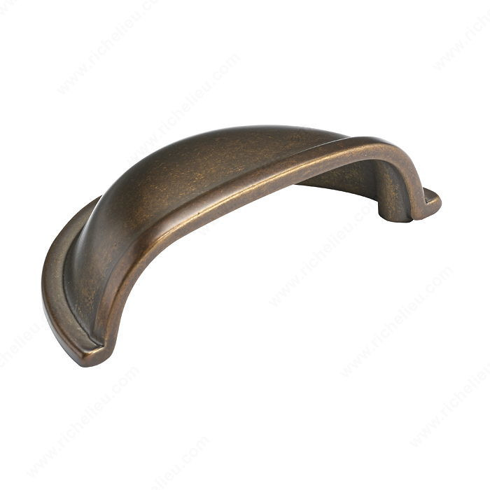 Traditional Brass Cup Pull - 3038, Finish Burnished Brass