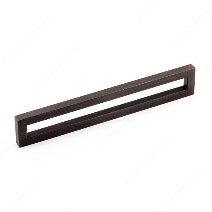 Contemporary Metal Pull - 3124, Finish Brushed Oil-Rubbed Bronze, Screw/Nail 8/32 (Included)