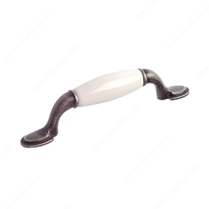 Traditional Metal and Ceramic Pull - 3809, Finish Anthracite / White PRO-PACK 2