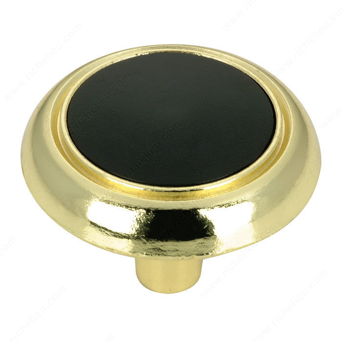 Eclectic Metal and Ceramic Knob - 3816, Finish Brass / Black PRO-PACK 5