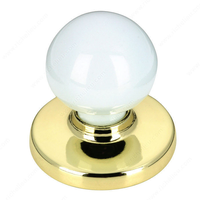 Functional Metal Wardrobe Knob - 3922, Finish Brass / White, Material Metal / Porcelain PRO-PACK 2