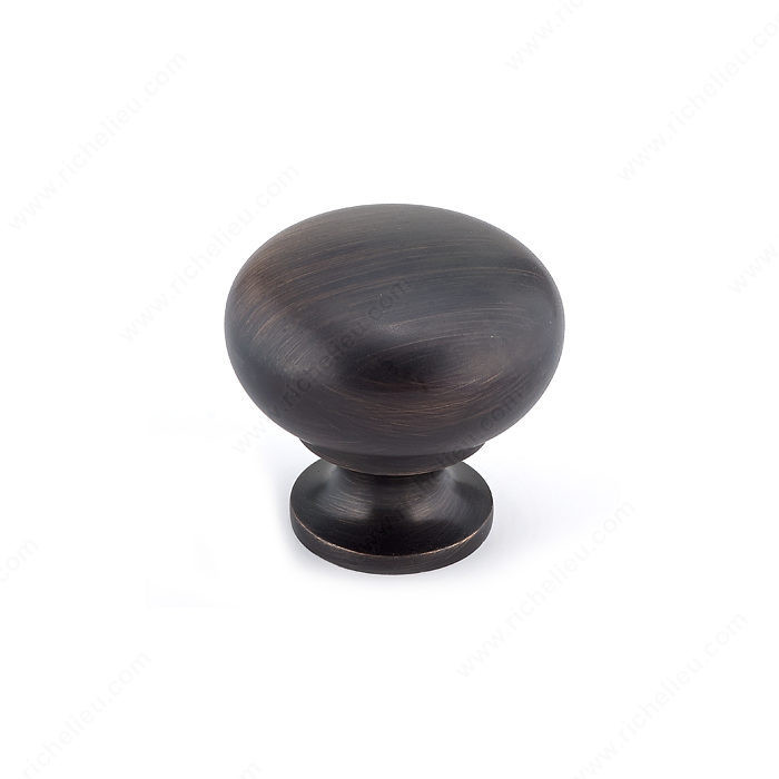 Traditional Brass Knob - 3923, Finish Brushed Oil-Rubbed Bronze, Screw/Nail 8/32 (Included) PRO-PACK 2