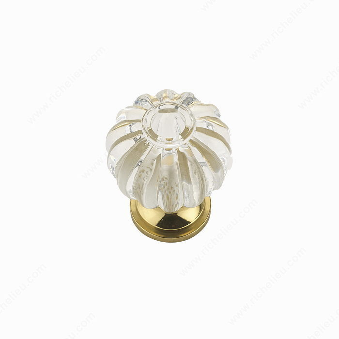 Eclectic Brass and Acrylic Knob - 4035, Finish Clear, Diameter - Overall Dimensions 28 mm, Projection - Overall Dimensions 38 mm