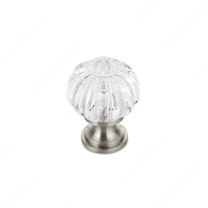 Eclectic Brass and Acrylic Knob - 4035, Finish Clear / Brushed Nickel