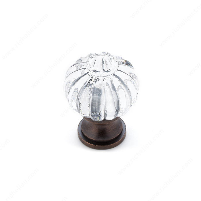 Eclectic Brass and Acrylic Knob - 4035, Finish Clear / Brushed Oil-Rubbed Bronze