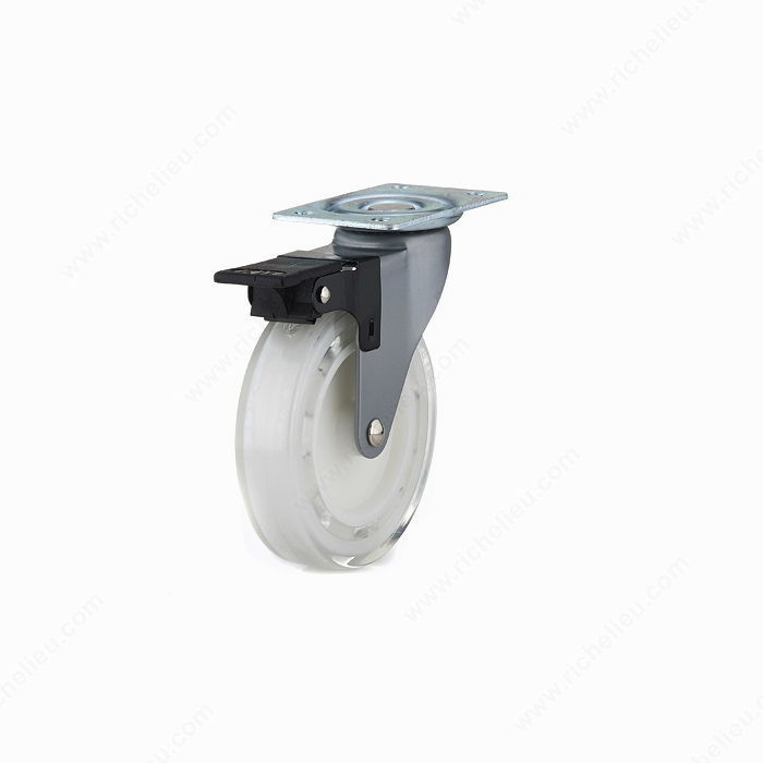 Contemporary Clear White Furniture Caster, Caster for indoor use only that combines design and functionality., Wheel Diameter 100 mm, Total Height 125 mm