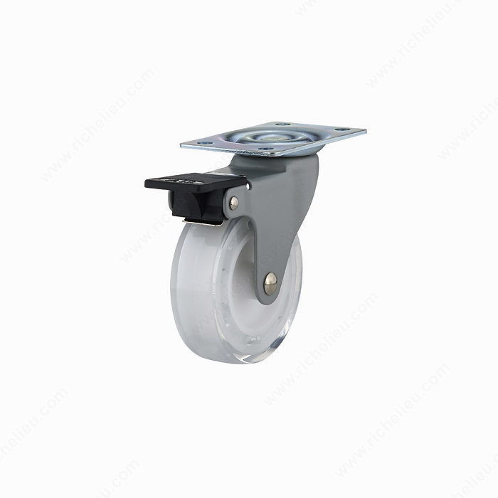 Contemporary Clear White Furniture Caster, Caster for indoor use only that combines design and functionality., Wheel Diameter 75 mm, Total Height 98 mm