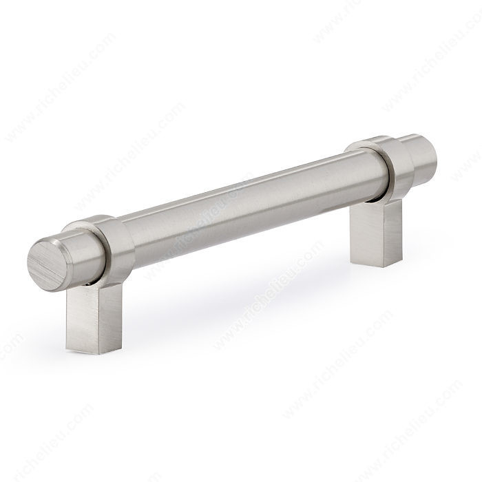 Contemporary Metal Pull - 5016, Center to Center 128 mm, Finish Brushed Nickel, Projection - Overall Dimensions 33 mm