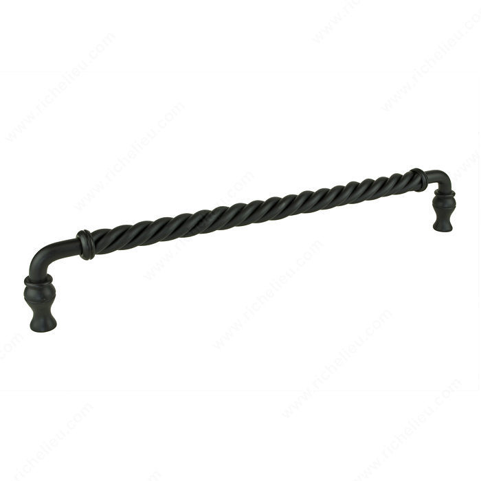 Traditional Metal Pull - 5121, Center to Center 12 in, Finish Matte Black