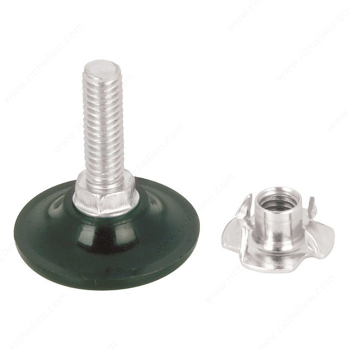 Leveler with Nut, Without Slot, Base diameter 1 3/8 in, Threaded Stem 5/16" - 18 PRO-PACK 2