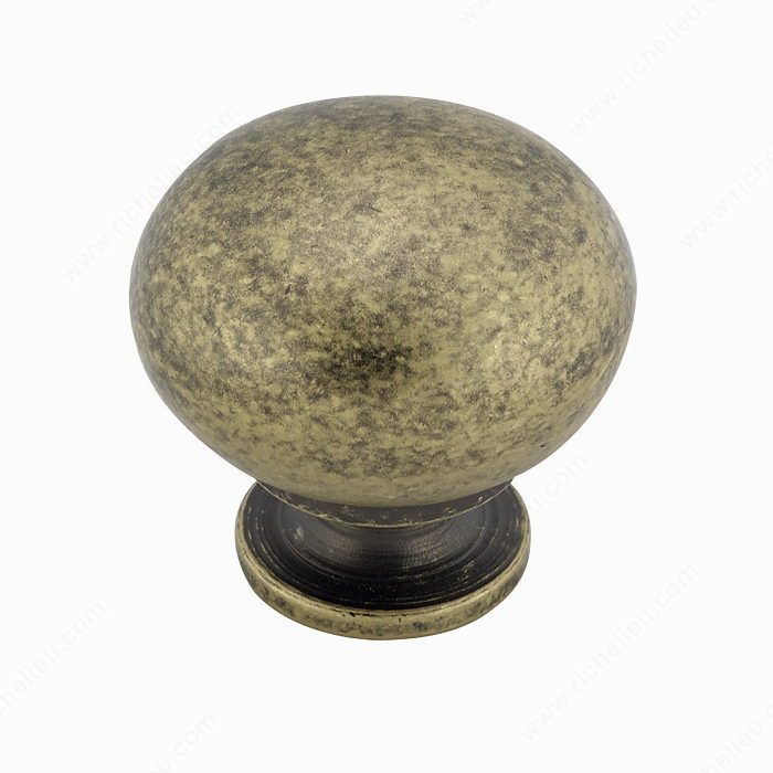 Contemporary Metal Knob - 5923, Finish Burnished Brass, Screw/Nail 8/32 (Included) PRO-PACK 5