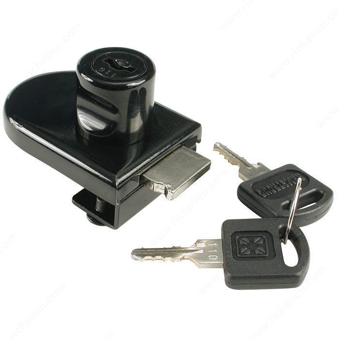 No-Drill Glass Door Lock, Finish Black