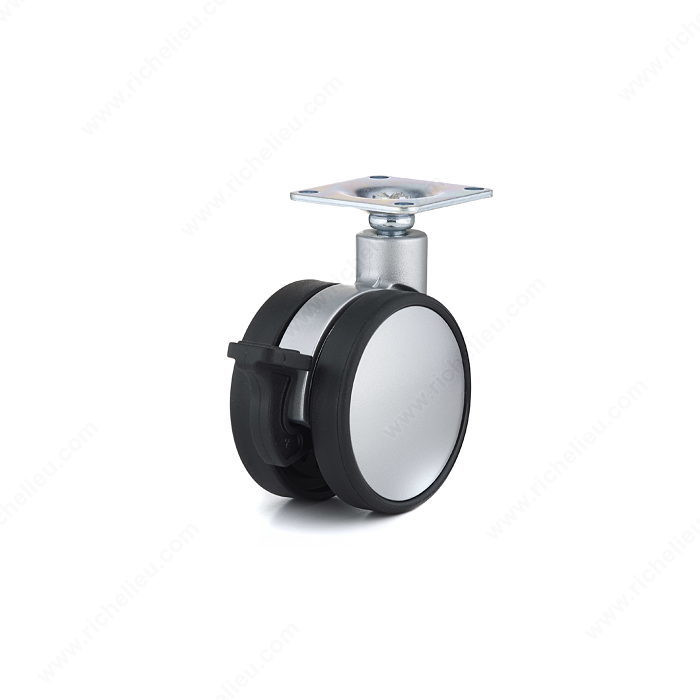 Contemporary Twin Wheel Casters - Plate,Load Capacity Per Caster Max. 60 kg, Wheel Diameter 60 mm, Total Height 85 mm, Tread Width 45.5 mm