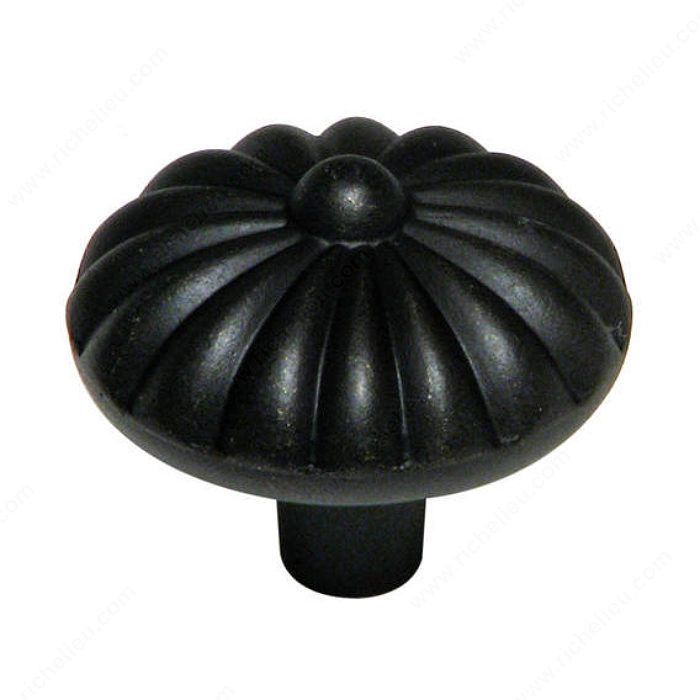Traditional Metal Knob - 6689, Finish Matte Black Iron PRO-PACK 3