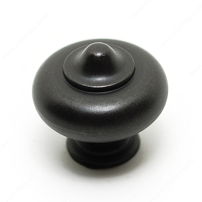 Traditional Metal Knob - 670B, Finish Matte Black Iron PRO-PACK 2