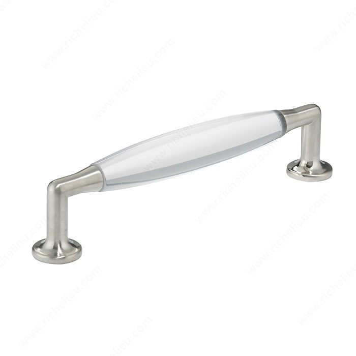Contemporary Metal and Acrylic Pull - 6851, Finish Clear / Brushed Nickel