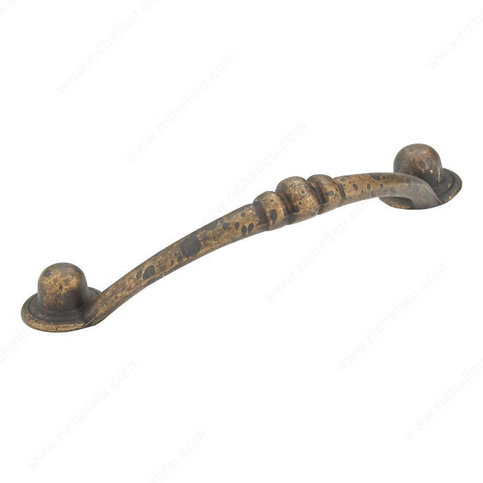 Traditional Metal Pull - 6989, Center to Center 64 mm, Finish Spotted Bronze, Projection - Overall Dimensions 19 mm