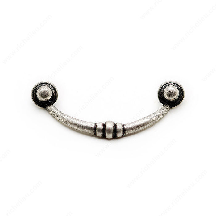 Traditional Metal Pull - 6989, Center to Center 64 mm, Finish Old Silver, Projection - Overall Dimensions 19 mm