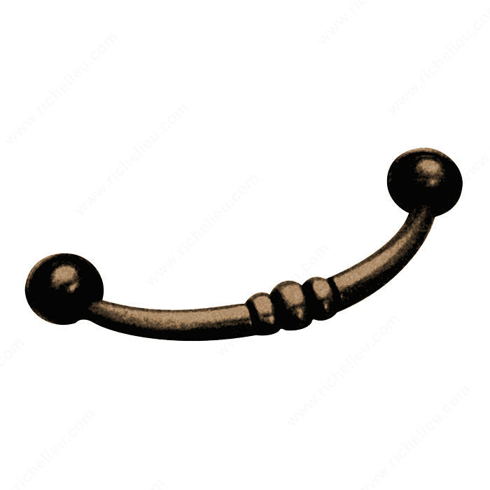 Traditional Metal Pull - 6989, Center to Center 96 mm, Finish Spotted Bronze, Projection - Overall Dimensions 20 mm