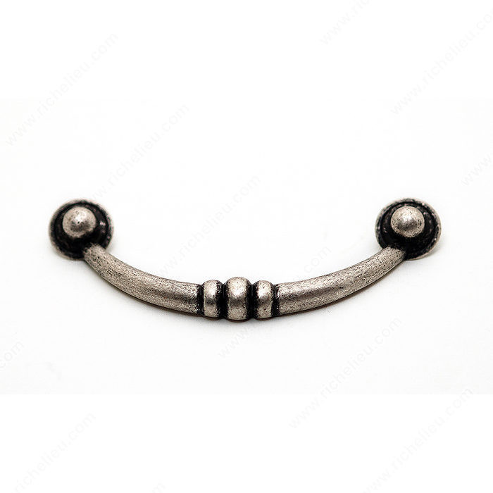 Traditional Metal Pull - 6989, Center to Center 96 mm, Finish Old Silver, Projection - Overall Dimensions 20 mm