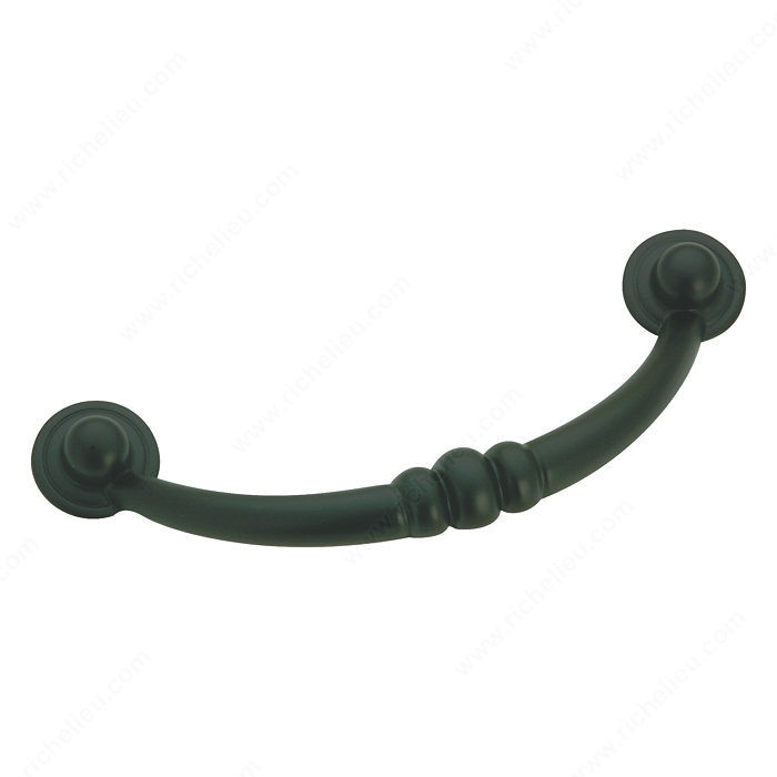 Traditional Metal Pull - 6989, Center to Center 96 mm, Finish Matte Black, Projection - Overall Dimensions 20 mm