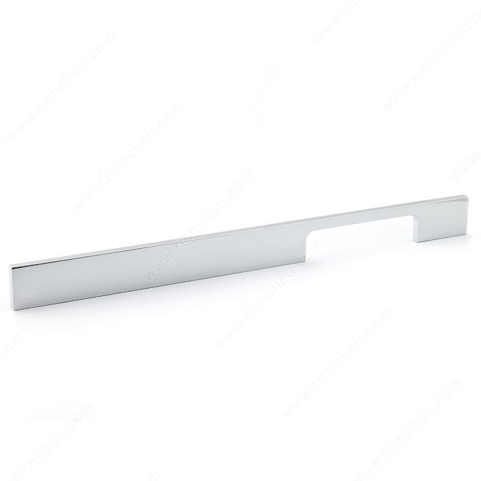 Contemporary Metal and Aluminum Pull - 720, Center to Center 320 mm, Finish Chrome, Length - Overall Dimensions 384 mm
