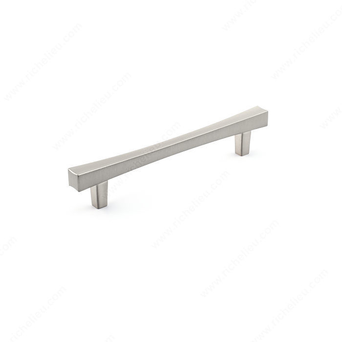 Transitional Metal Pull - 7227, Center to Center 128 mm, Finish Brushed Nickel, Length - Overall Dimensions 168 mm