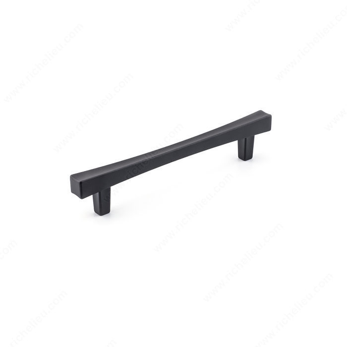Transitional Metal Pull - 7227, Center to Center 128 mm, Finish Matte Black, Length - Overall Dimensions 168 mm