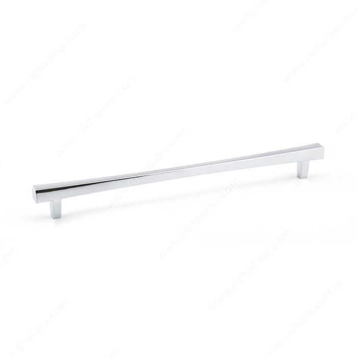 Transitional Metal Pull - 7227, Center to Center 256 mm, Finish Chrome, Length - Overall Dimensions 296 mm