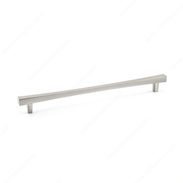 Transitional Metal Pull - 7227, Center to Center 256 mm, Finish Brushed Nickel, Length - Overall Dimensions 296 mm