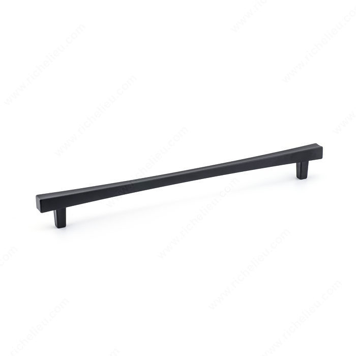 Transitional Metal Pull - 7227, Center to Center 256 mm, Finish Matte Black, Length - Overall Dimensions 296 mm