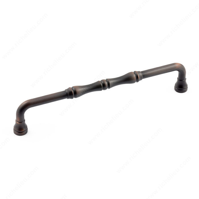 Traditional Metal Pull - 7409, Center to Center 160 mm, Finish Brushed Oil-Rubbed Bronze, Projection - Overall Dimensions 33 mm