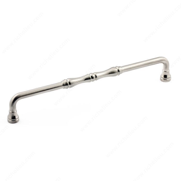 Traditional Metal Pull - 7409, Center to Center 192 mm, Finish Brushed Nickel, Projection - Overall Dimensions 33 mm