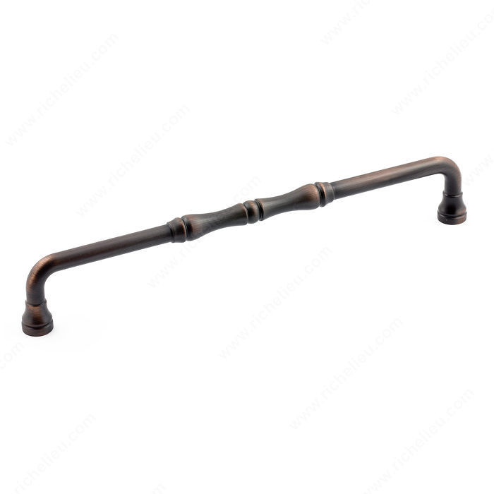 Traditional Metal Pull - 7409, Center to Center 192 mm, Finish Brushed Oil-Rubbed Bronze, Projection - Overall Dimensions 33 mm