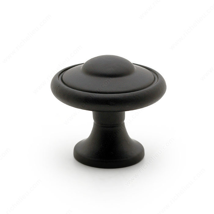Traditional Metal Knob - 757B, Finish Matte Black Iron PRO-PACK 2